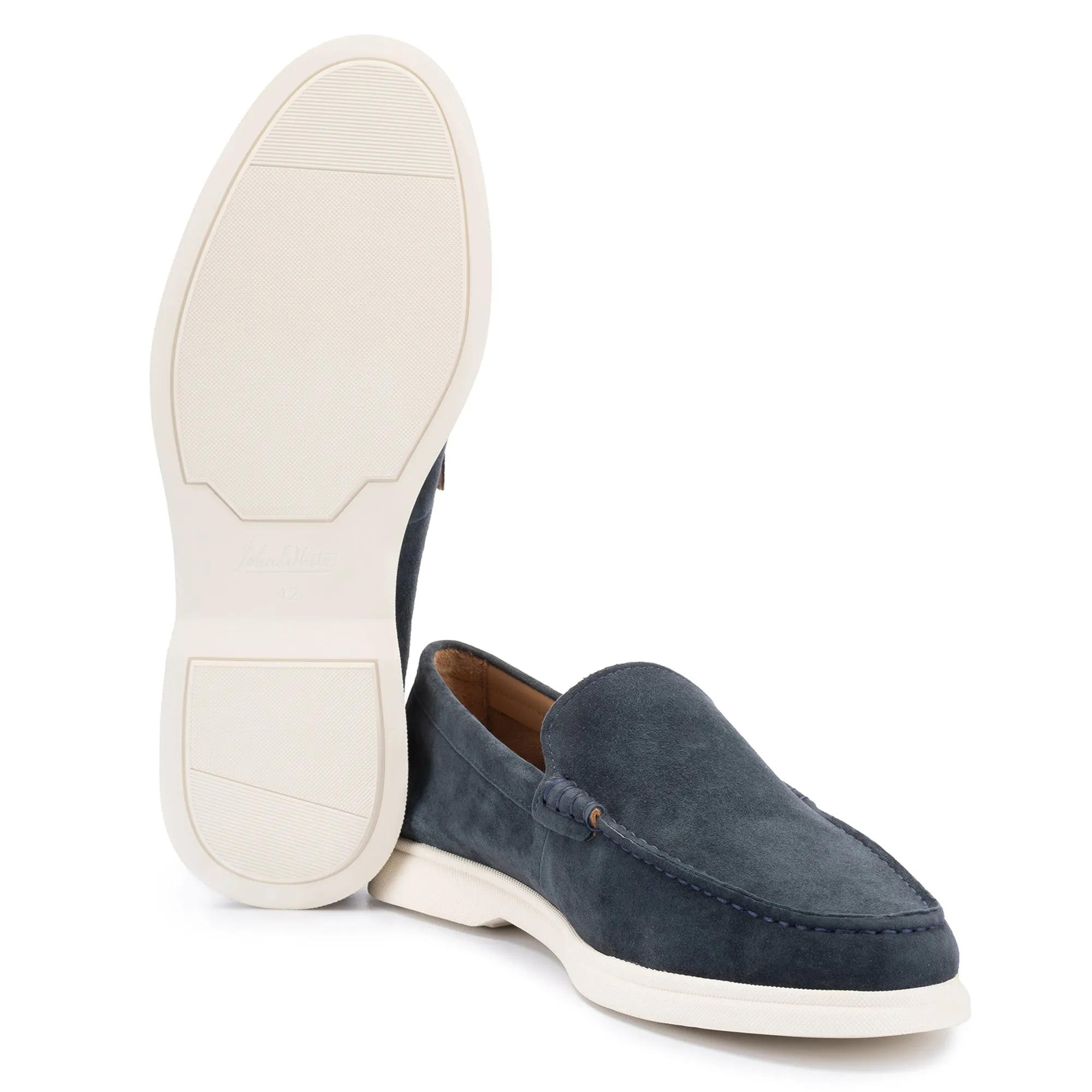 Ethan Navy Plain Calf Suede Loafer
