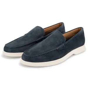 Ethan Navy Plain Calf Suede Loafer