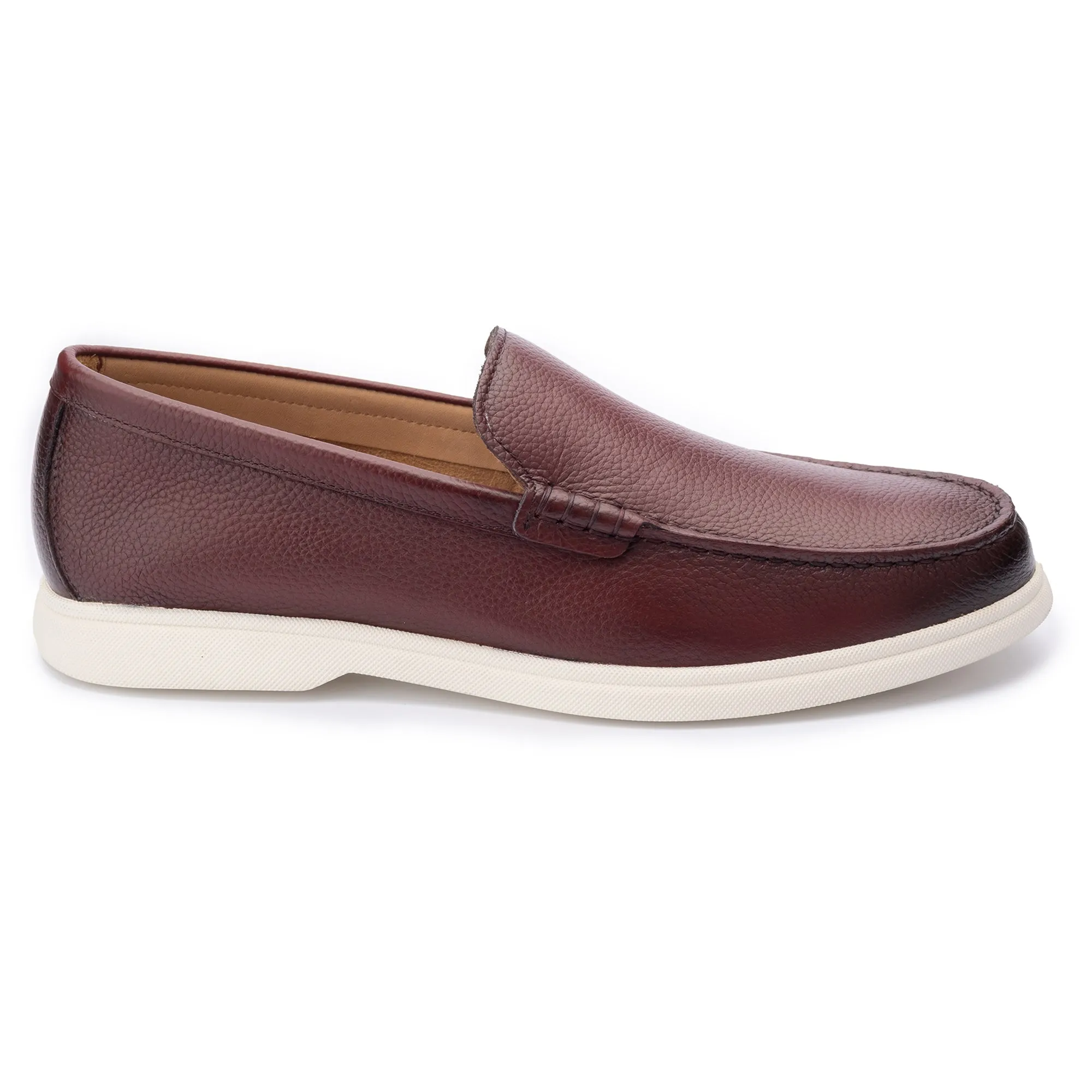 Ethan Wine Plain Tumbled Grain Loafer