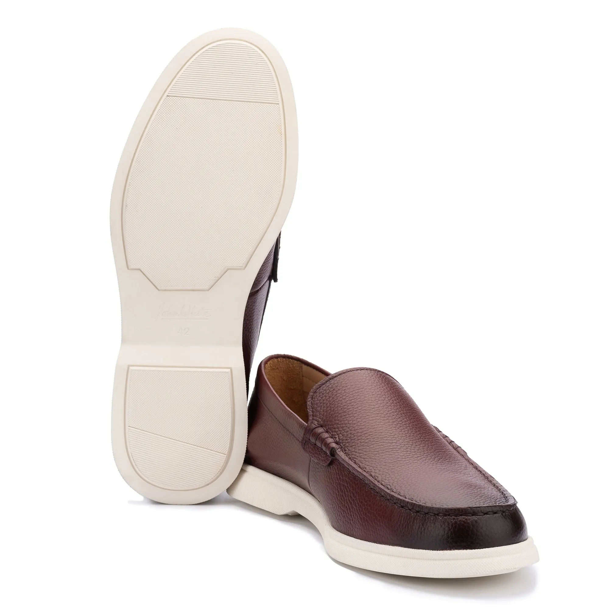 Ethan Wine Plain Tumbled Grain Loafer