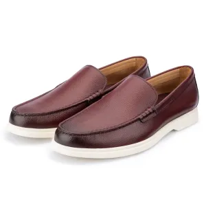 Ethan Wine Plain Tumbled Grain Loafer
