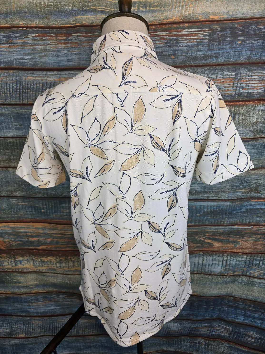 FYNCH-HATTON Short Sleeve Pique Leaf Print Shirt