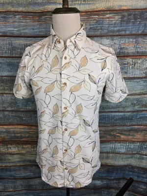 FYNCH-HATTON Short Sleeve Pique Leaf Print Shirt
