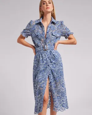 Generation Love - Claudia Lace Shirtdress - Blue/White