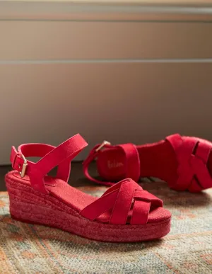Geometric Espadrille Wedges-Bright Poppy