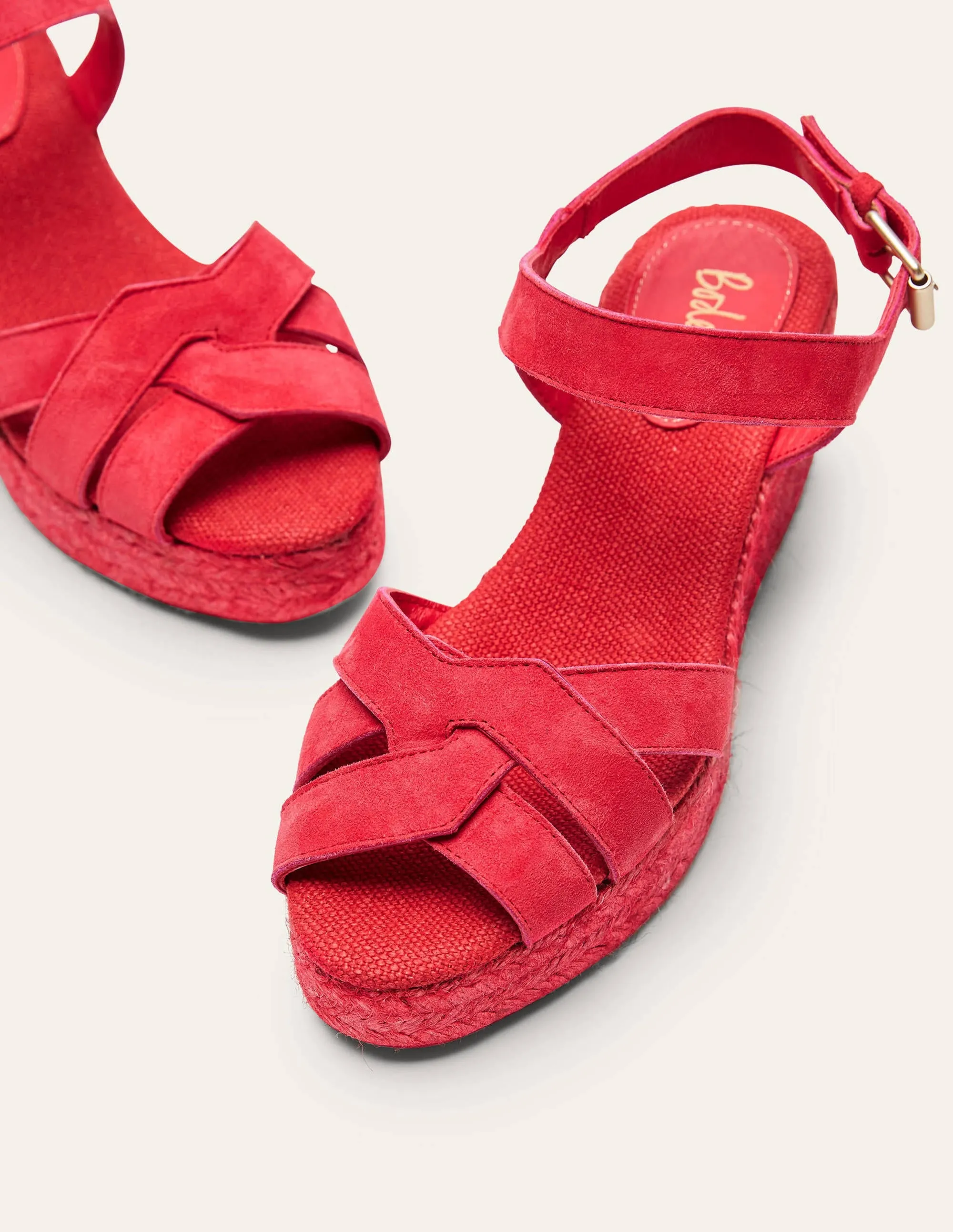 Geometric Espadrille Wedges-Bright Poppy