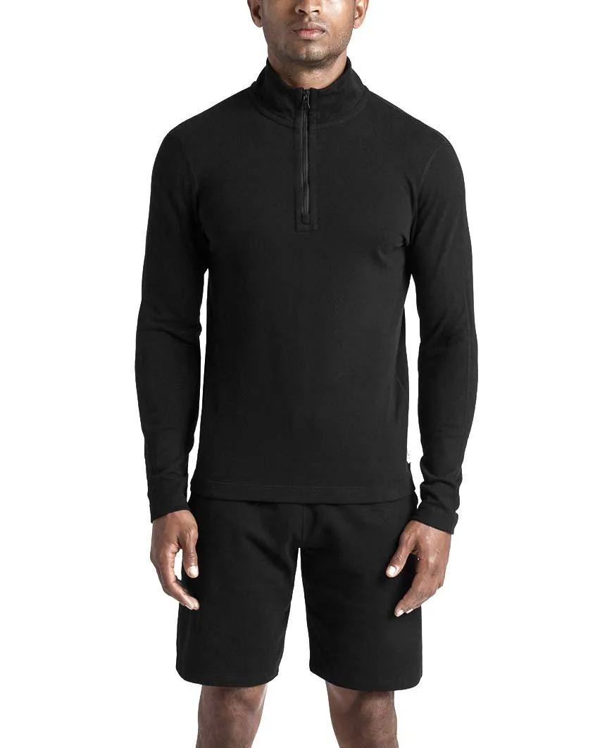 Half Zip Pullover Lightweight Terry Black