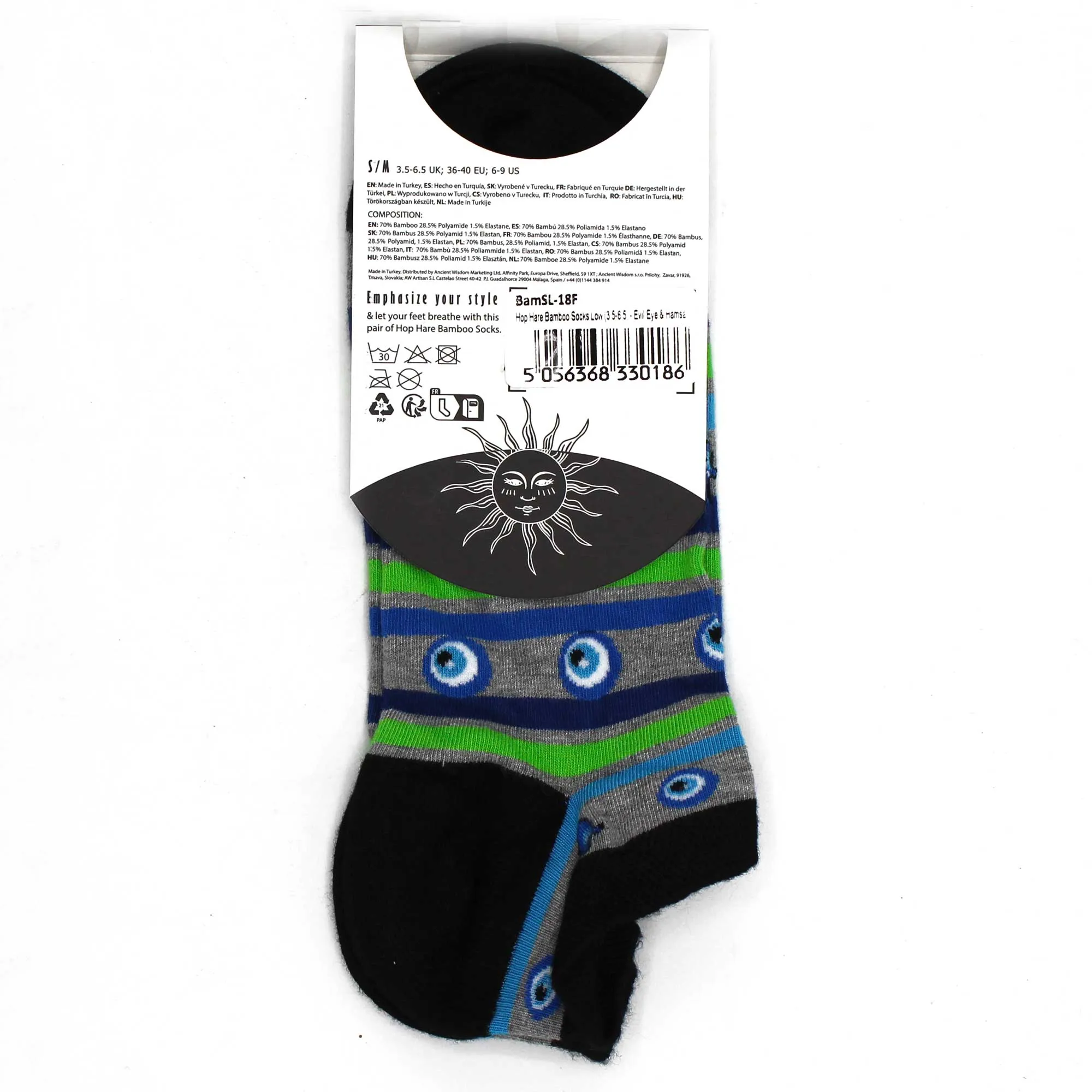 Hamsa Socks Low M/L 7.5-11.5 - Evil Eye & Hamsa