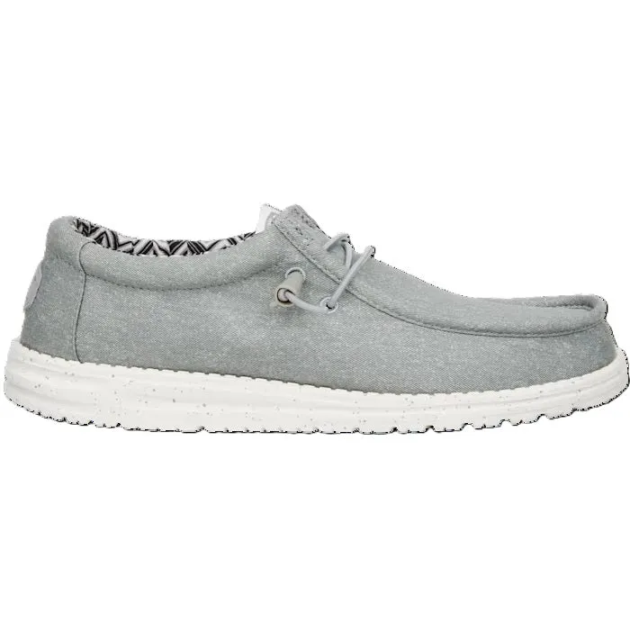 Hey Dude Wally Canvas Men's Slip On Casual Shoe Light Grey