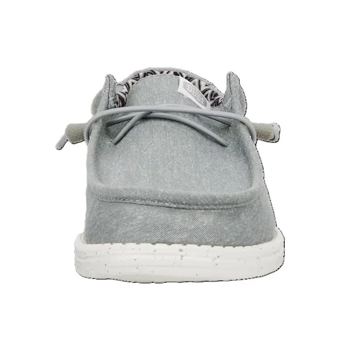 Hey Dude Wally Canvas Men's Slip On Casual Shoe Light Grey