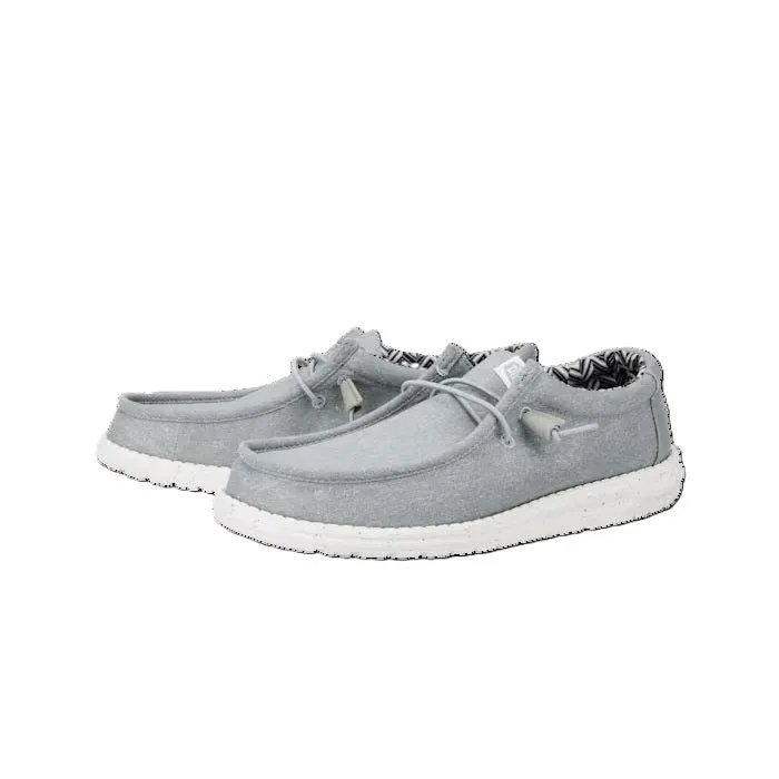 Hey Dude Wally Canvas Men's Slip On Casual Shoe Light Grey