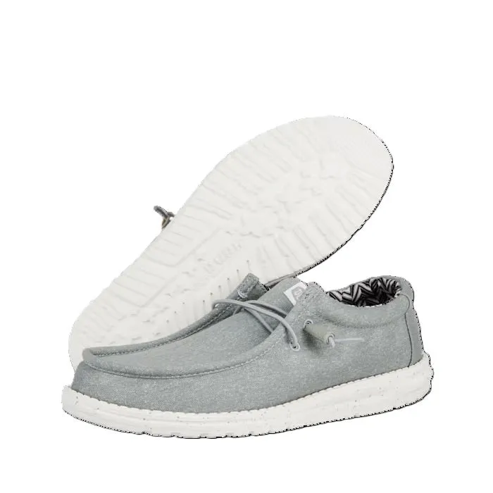 Hey Dude Wally Canvas Men's Slip On Casual Shoe Light Grey
