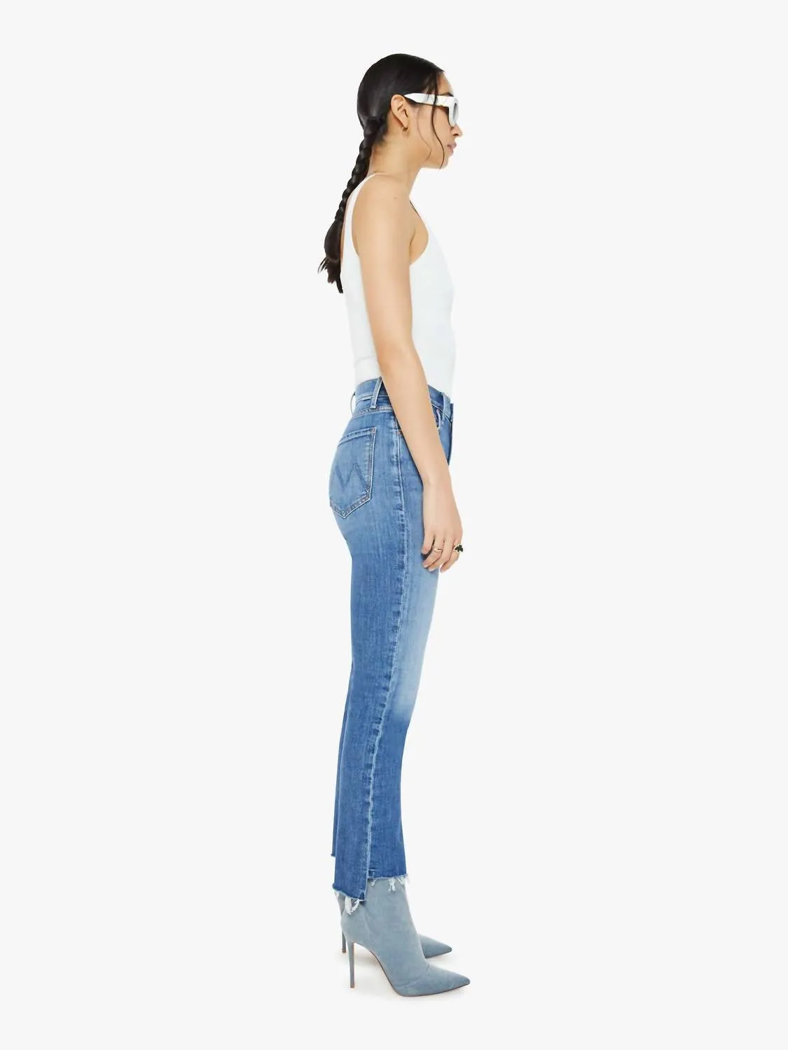 High Waisted Rider Ankle Step Fray Jean
