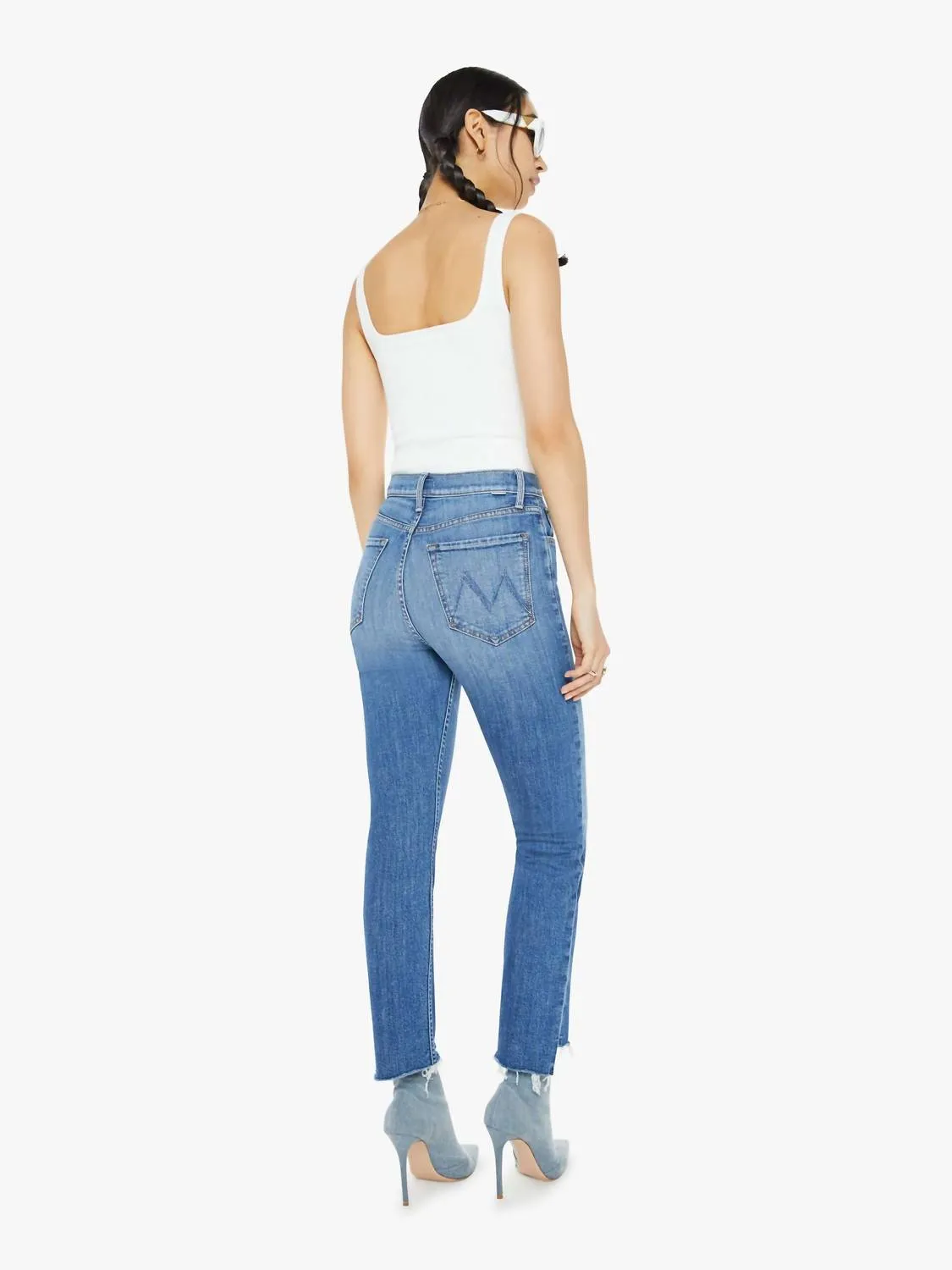 High Waisted Rider Ankle Step Fray Jean