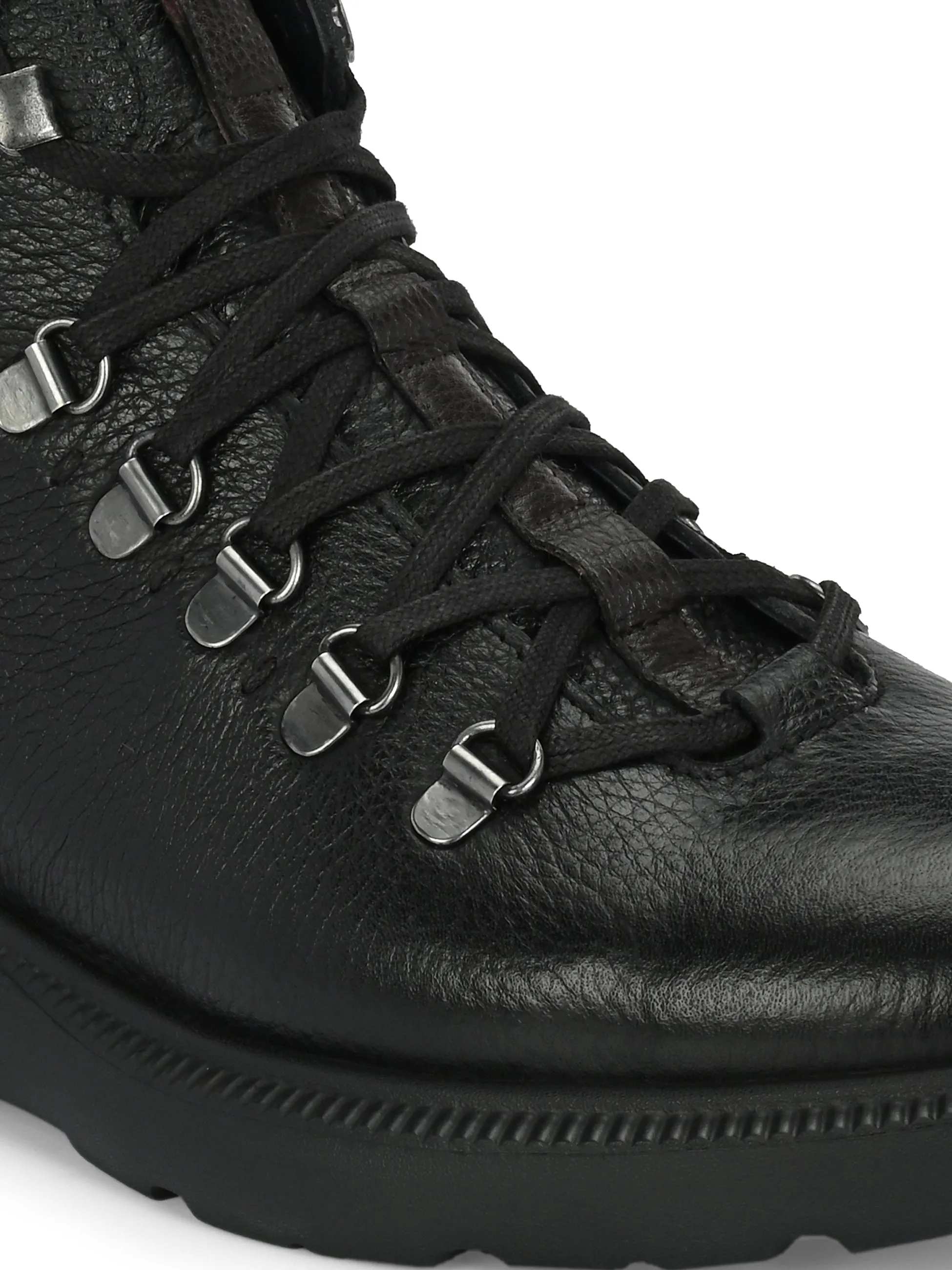 Hitz Men's Black Leather Lace-up Ankle Boot Shoes