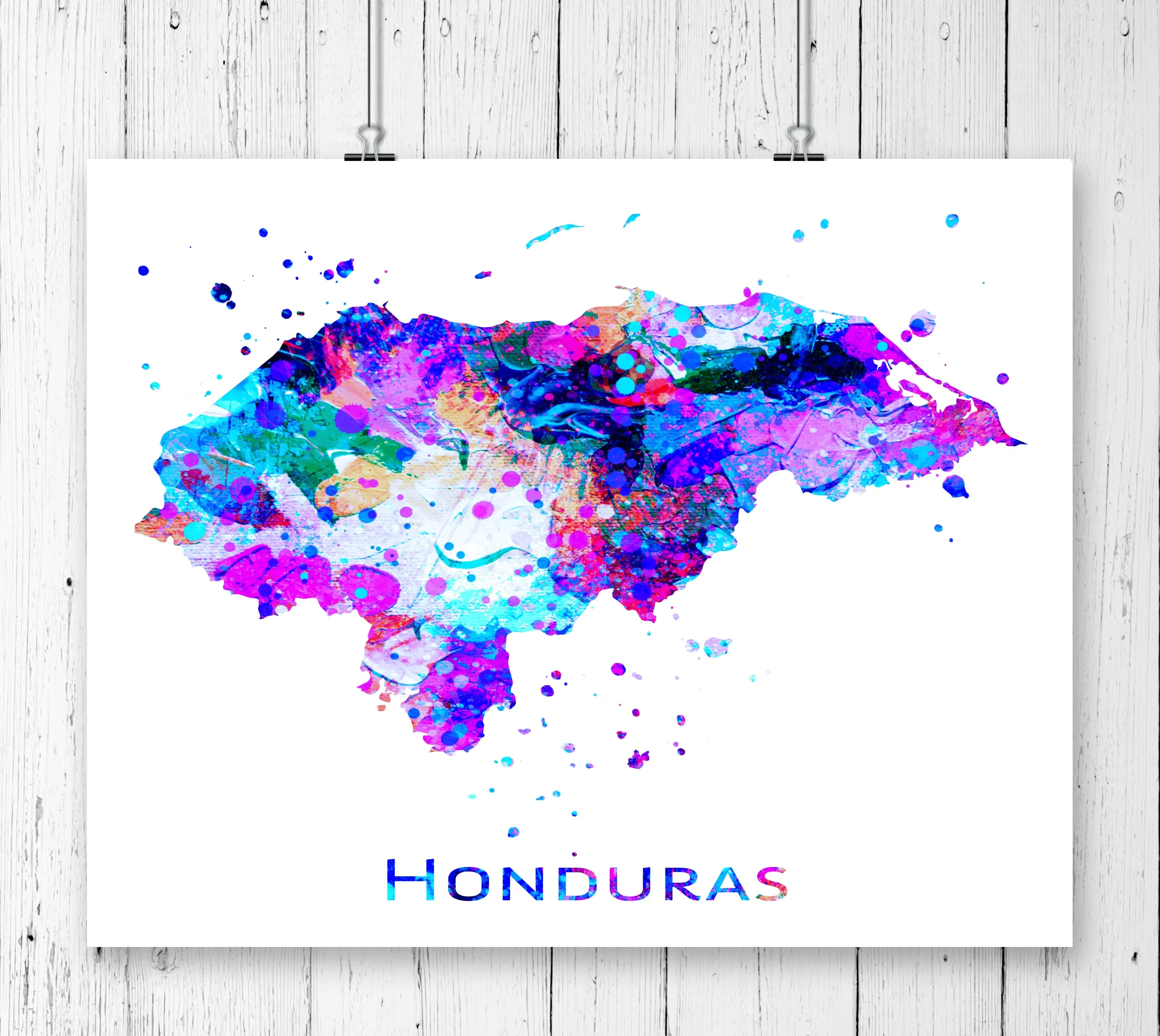 Honduras Map Art Print - Unframed