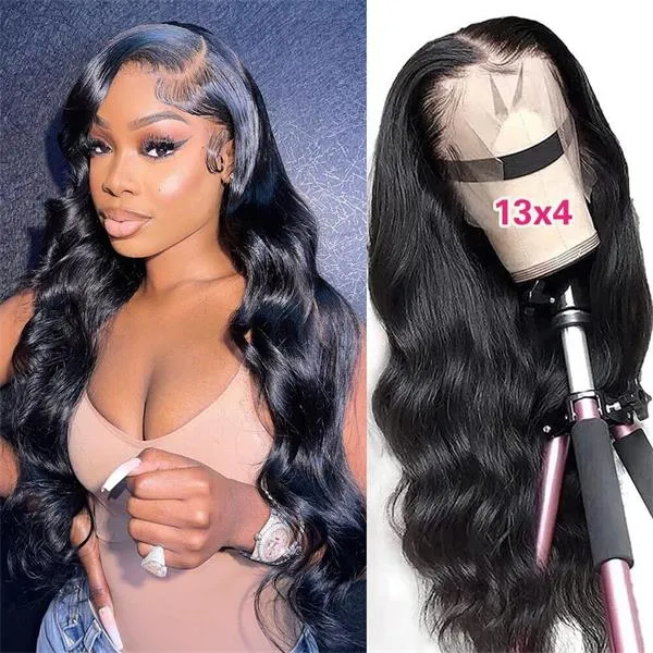 Invincible Breathable Cap 13x4 Invisible Lace Body Wave Human Hair Wig For Women Glueless Wig