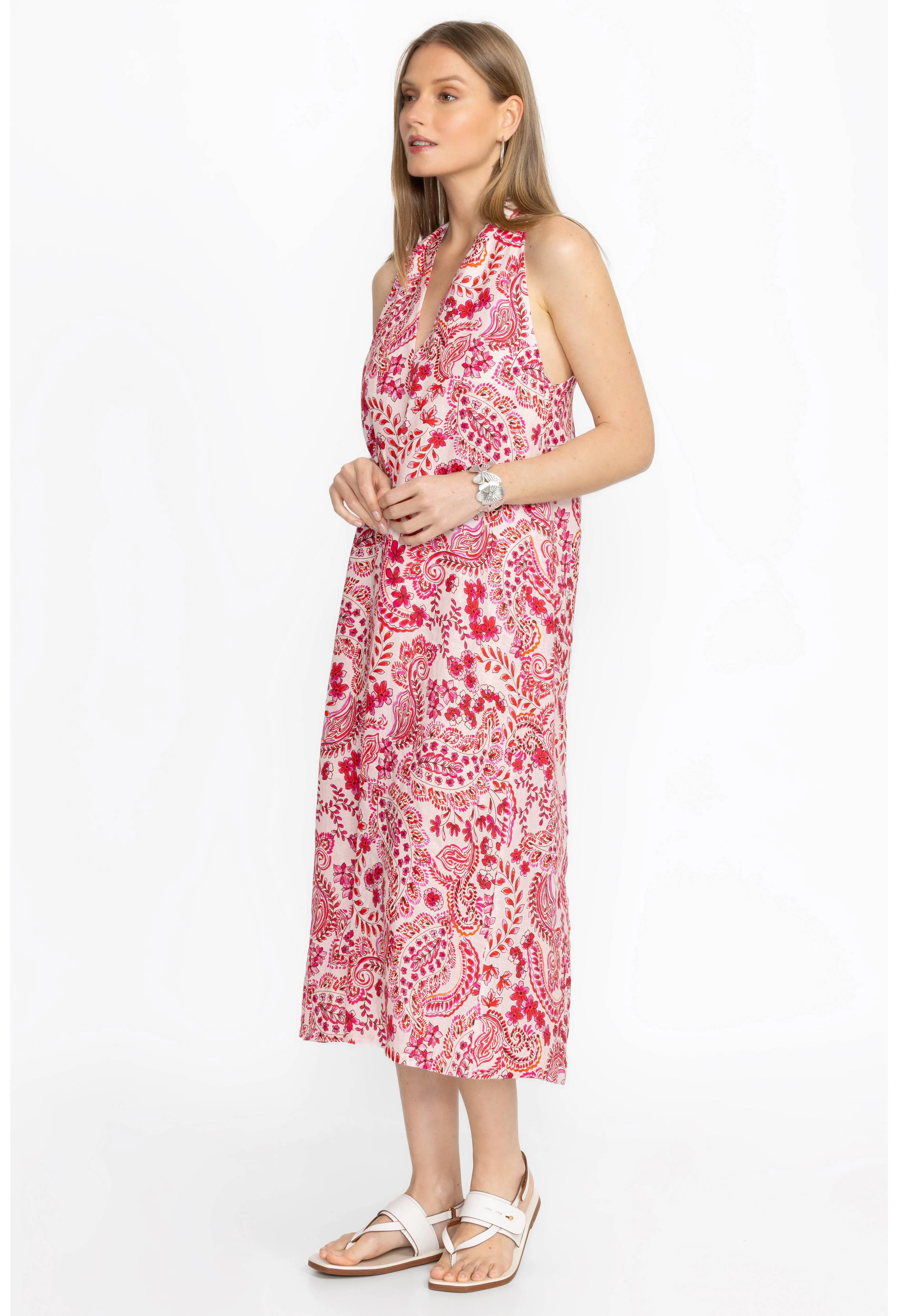 Johnny Was Criss Cross Linen Dress Lillet