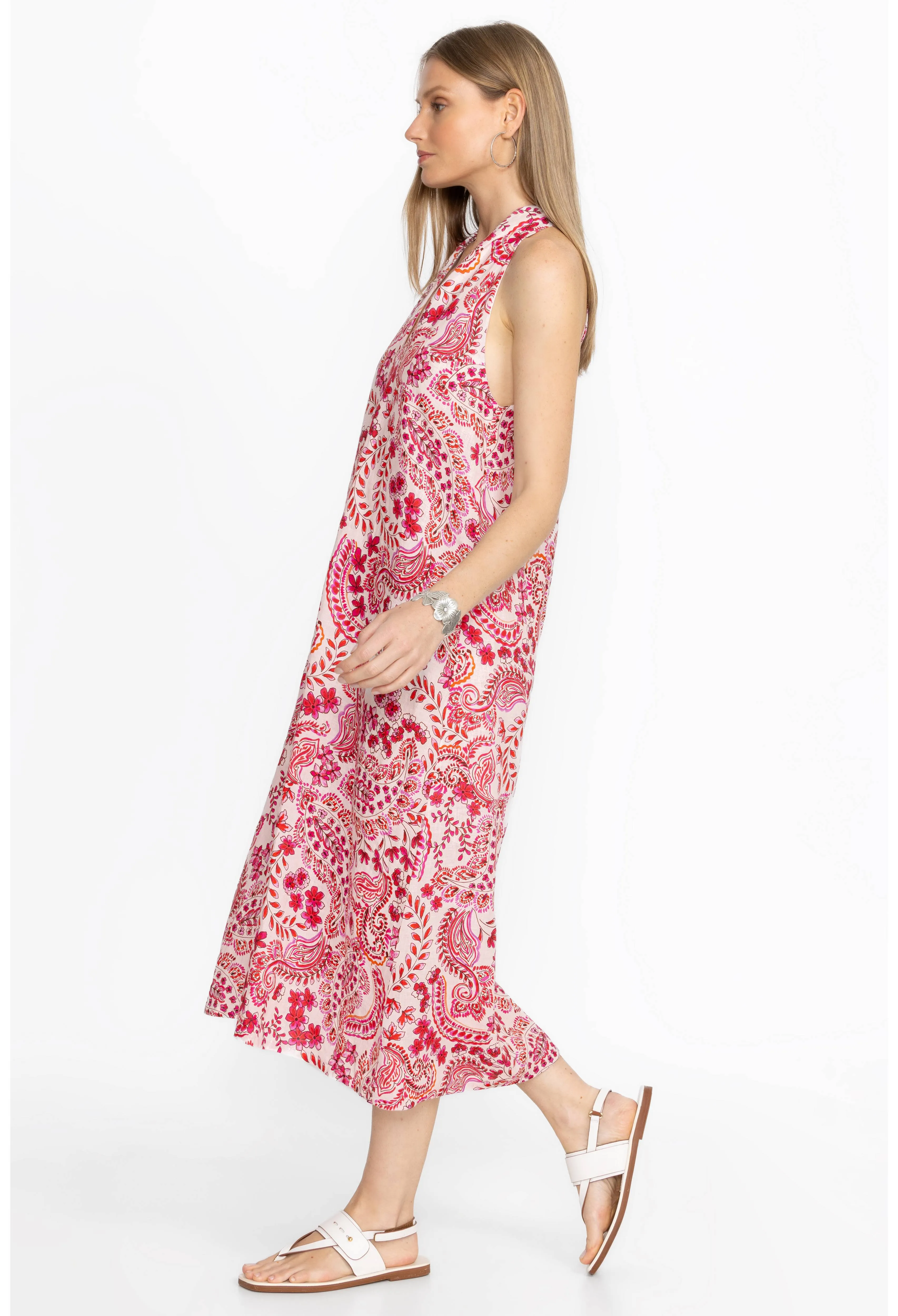 Johnny Was Criss Cross Linen Dress Lillet