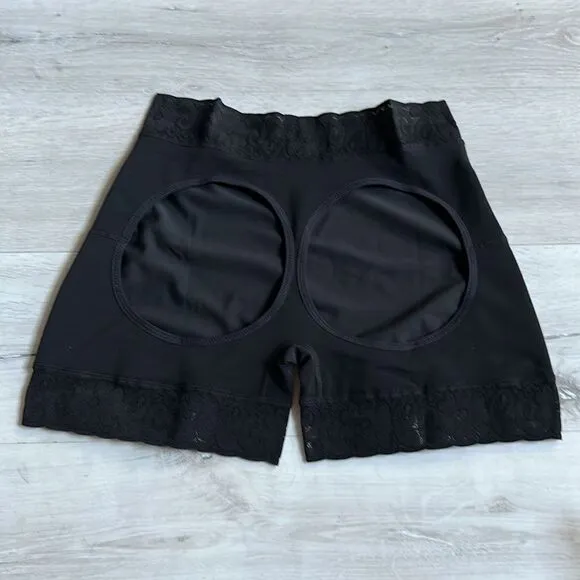 JOSHINE Mid-Waisted Tummy Control Shaping Shorts w/ Cutout Butt Lifter Black XL