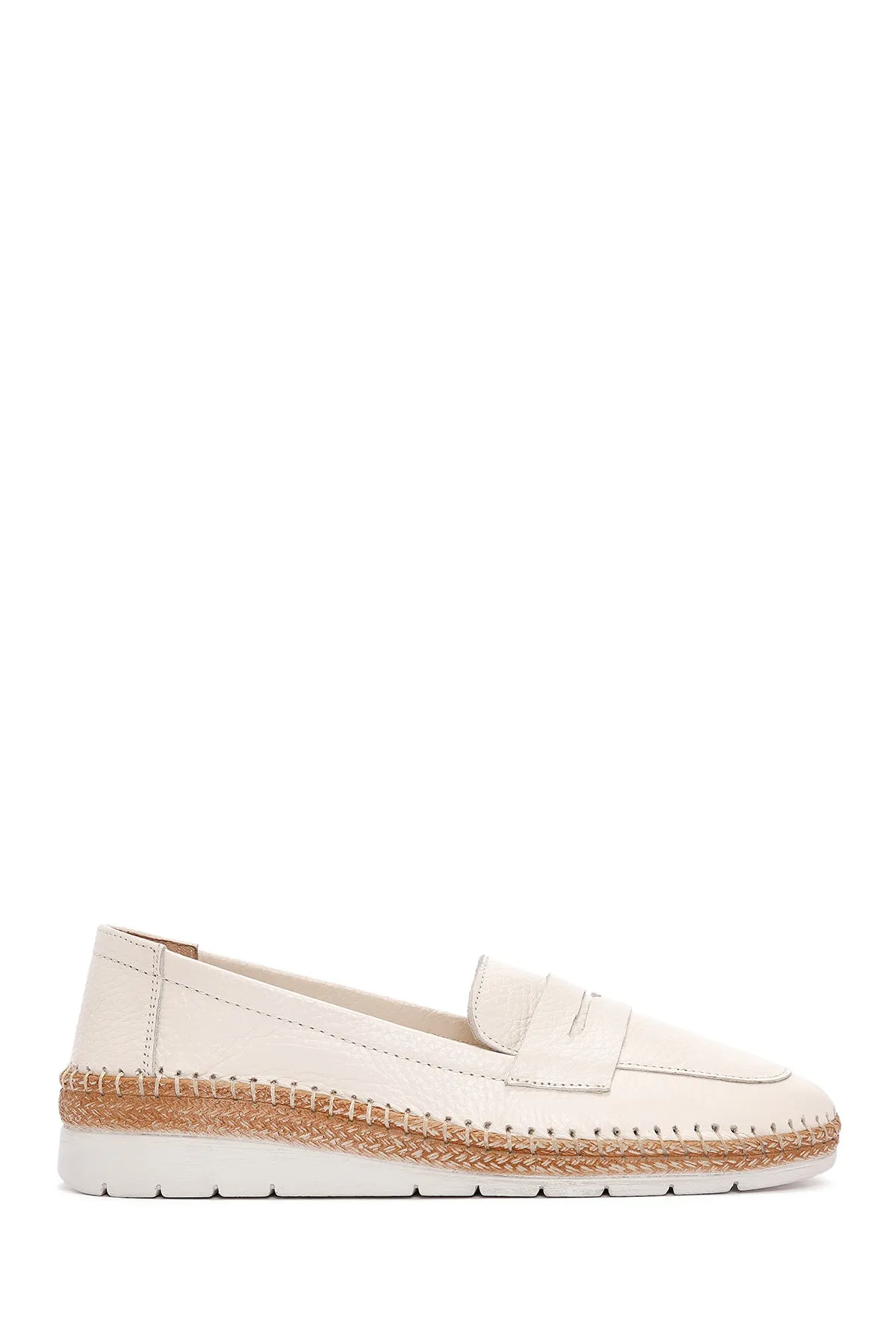 Kadın Bej Deri Comfort Loafer