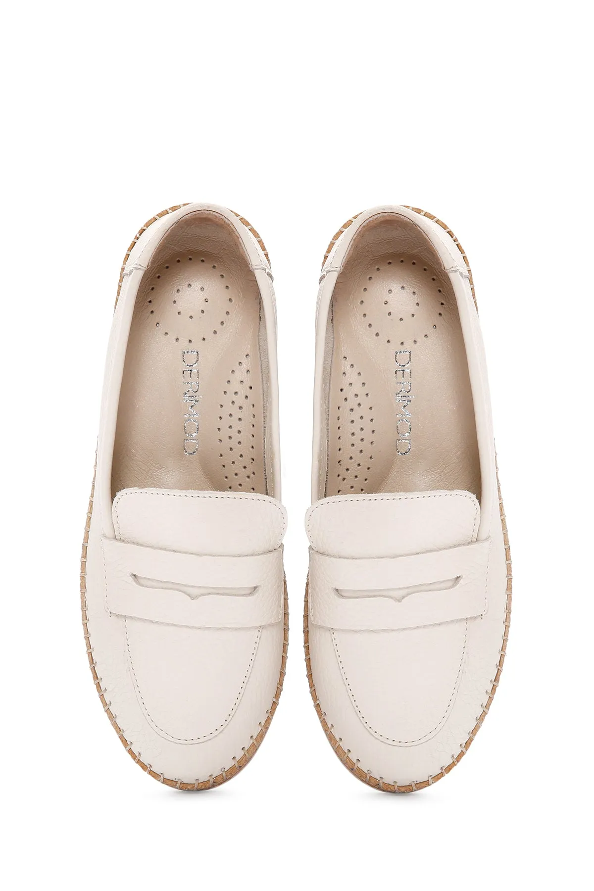 Kadın Bej Deri Comfort Loafer