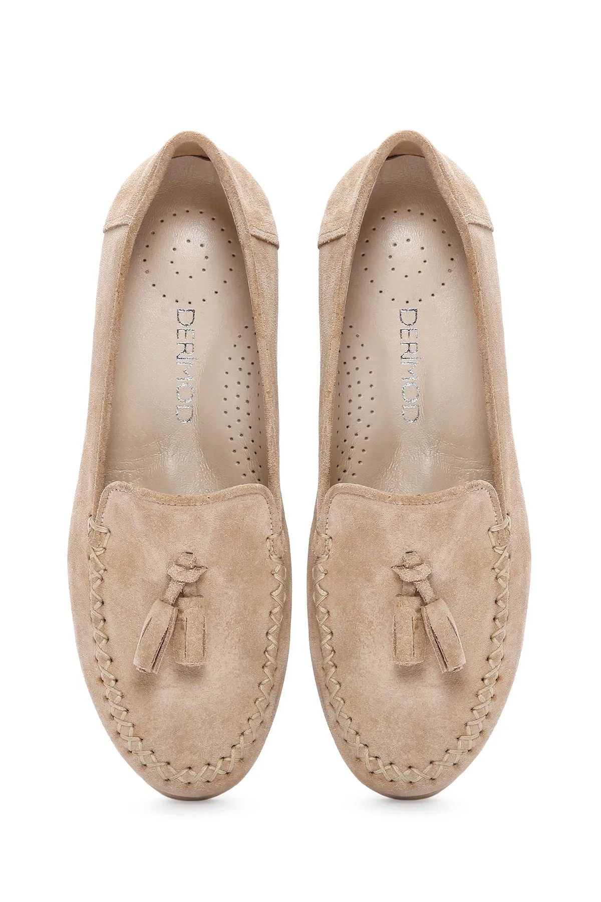 Kadın Bej Deri Comfort Loafer