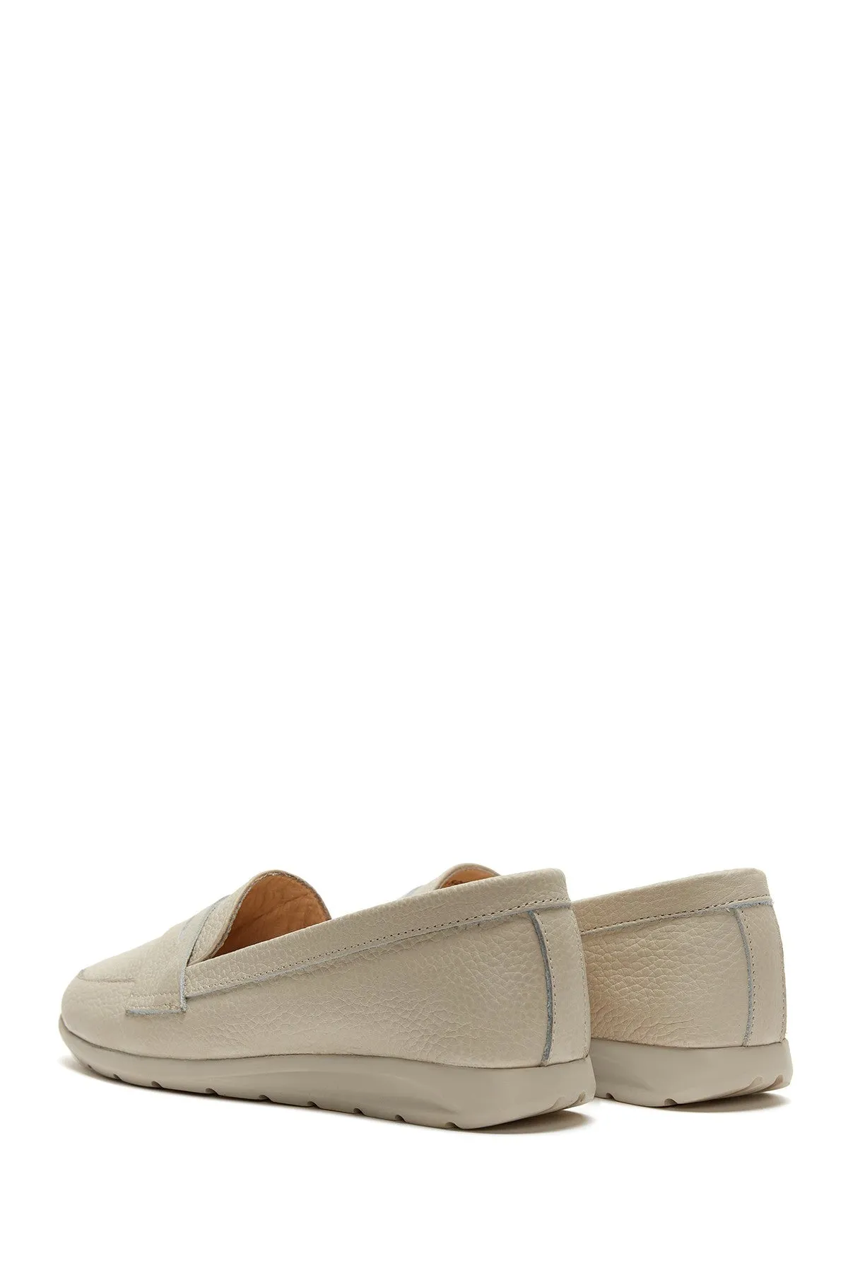 Kadın Bej Deri Comfort Loafer