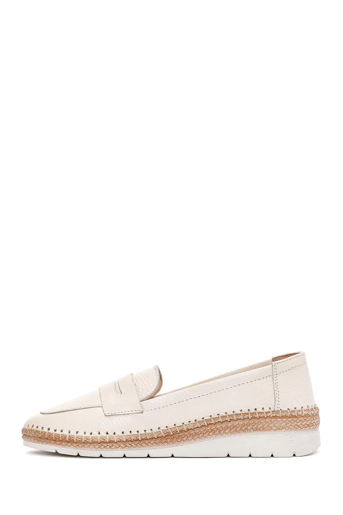 Kadın Bej Deri Comfort Loafer