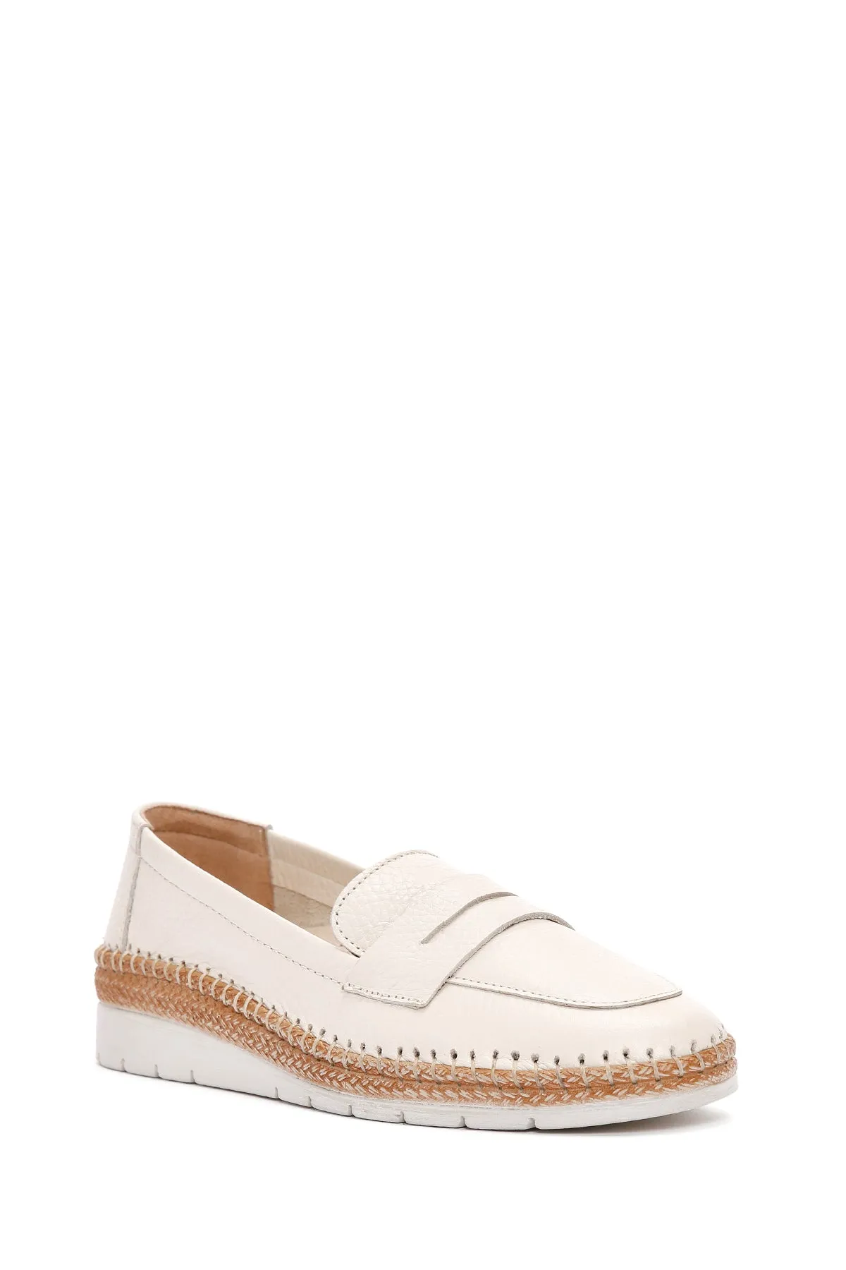 Kadın Bej Deri Comfort Loafer