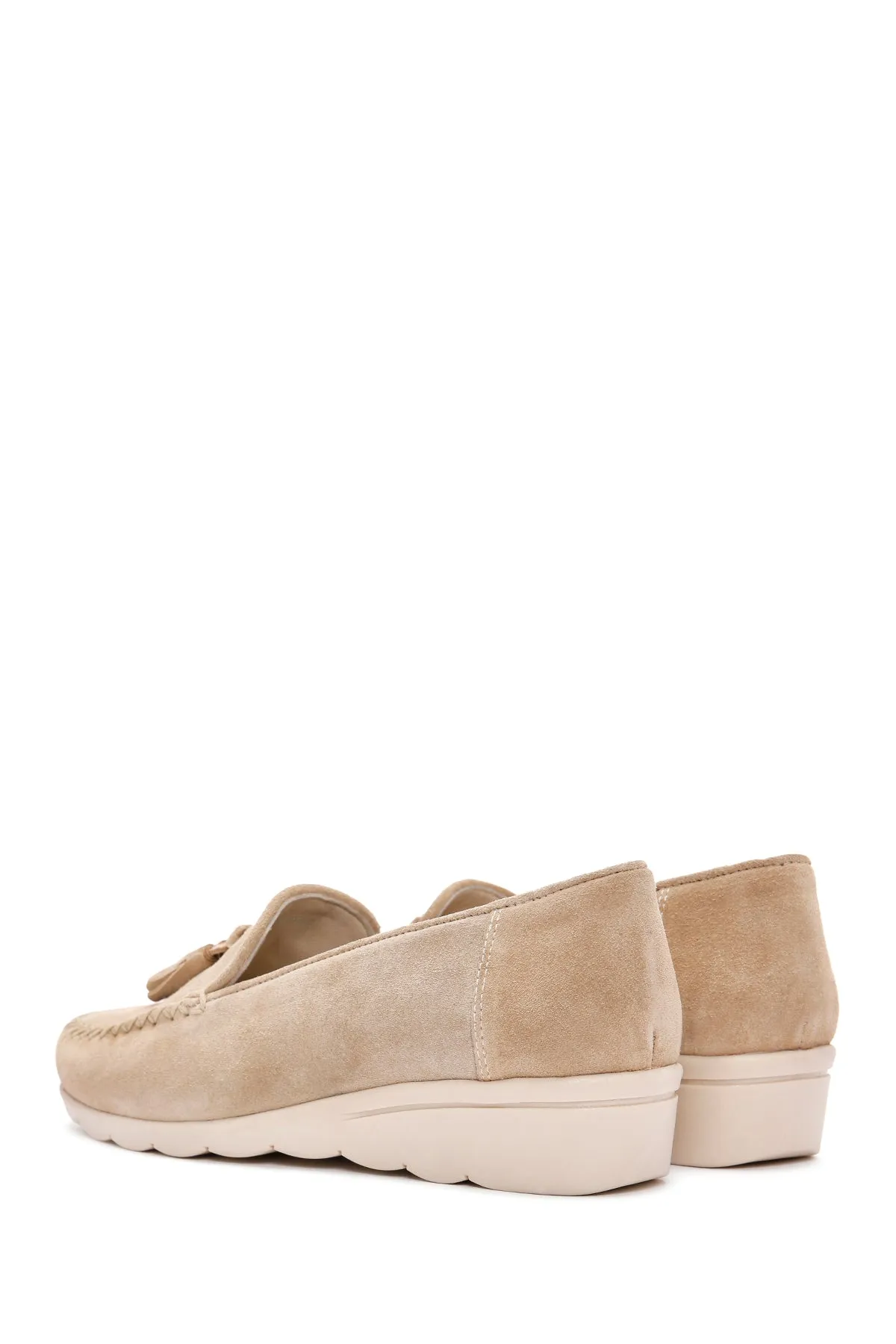 Kadın Bej Deri Comfort Loafer