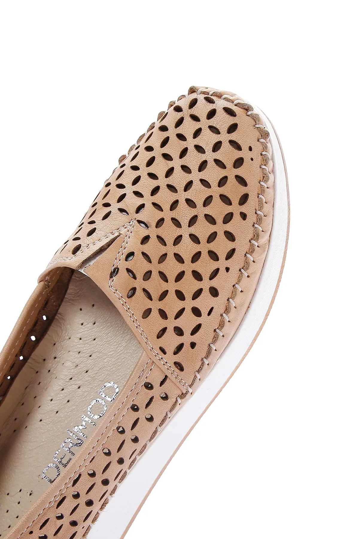 Kadın Bej Kalın Tabanlı Deri Comfort Loafer