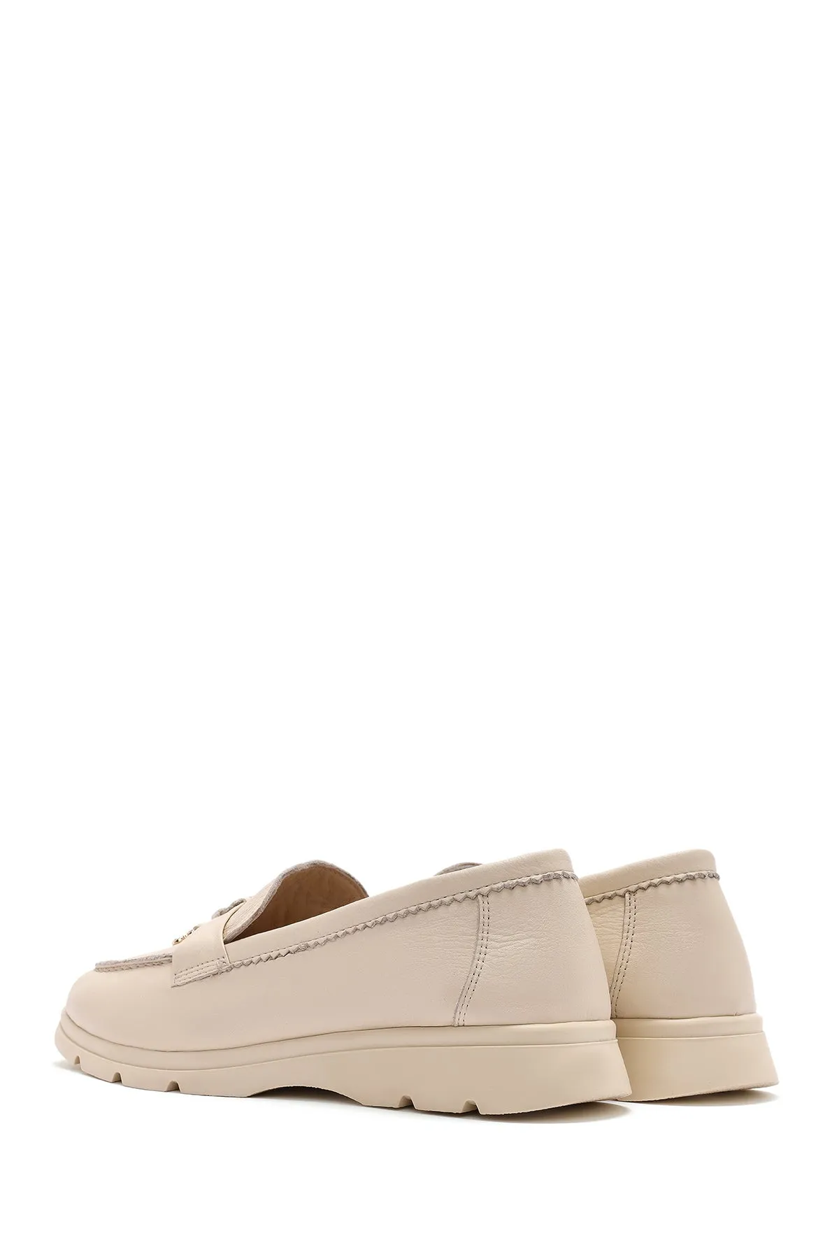 Kadın Krem Deri Comfort Loafer