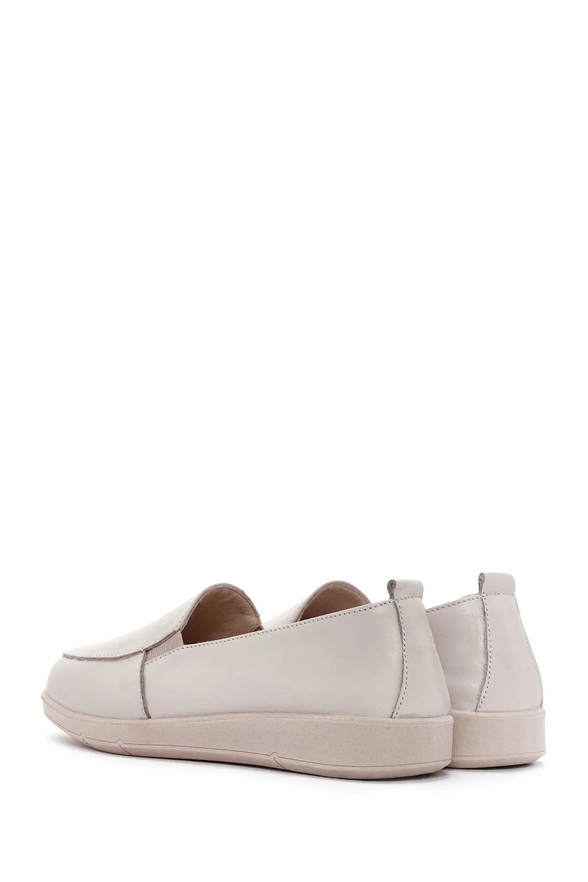 Kadın Krem Deri Comfort Loafer
