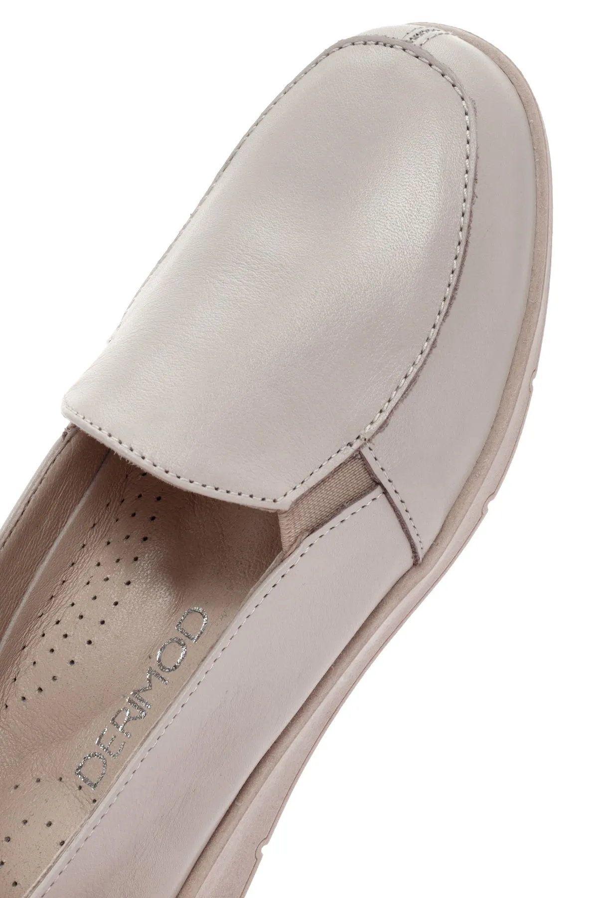 Kadın Krem Deri Comfort Loafer