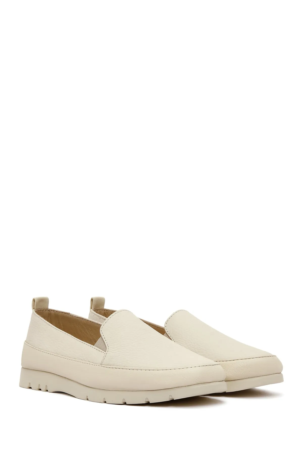 Kadın Krem Deri Comfort Loafer