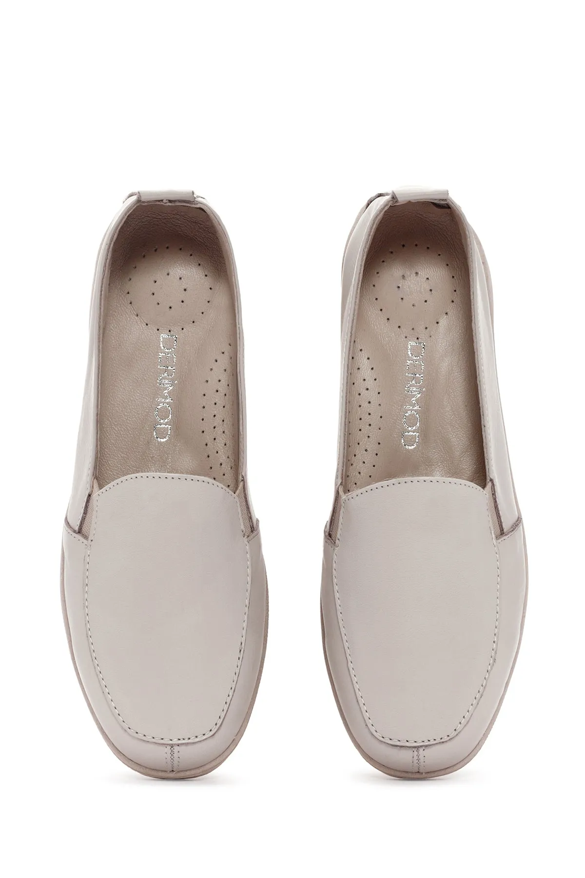 Kadın Krem Deri Comfort Loafer