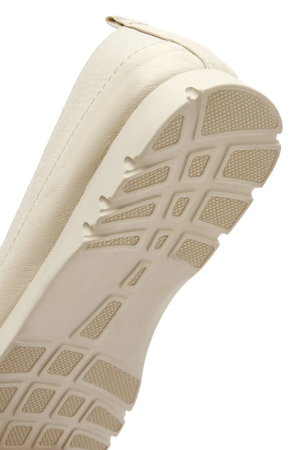 Kadın Krem Deri Comfort Loafer