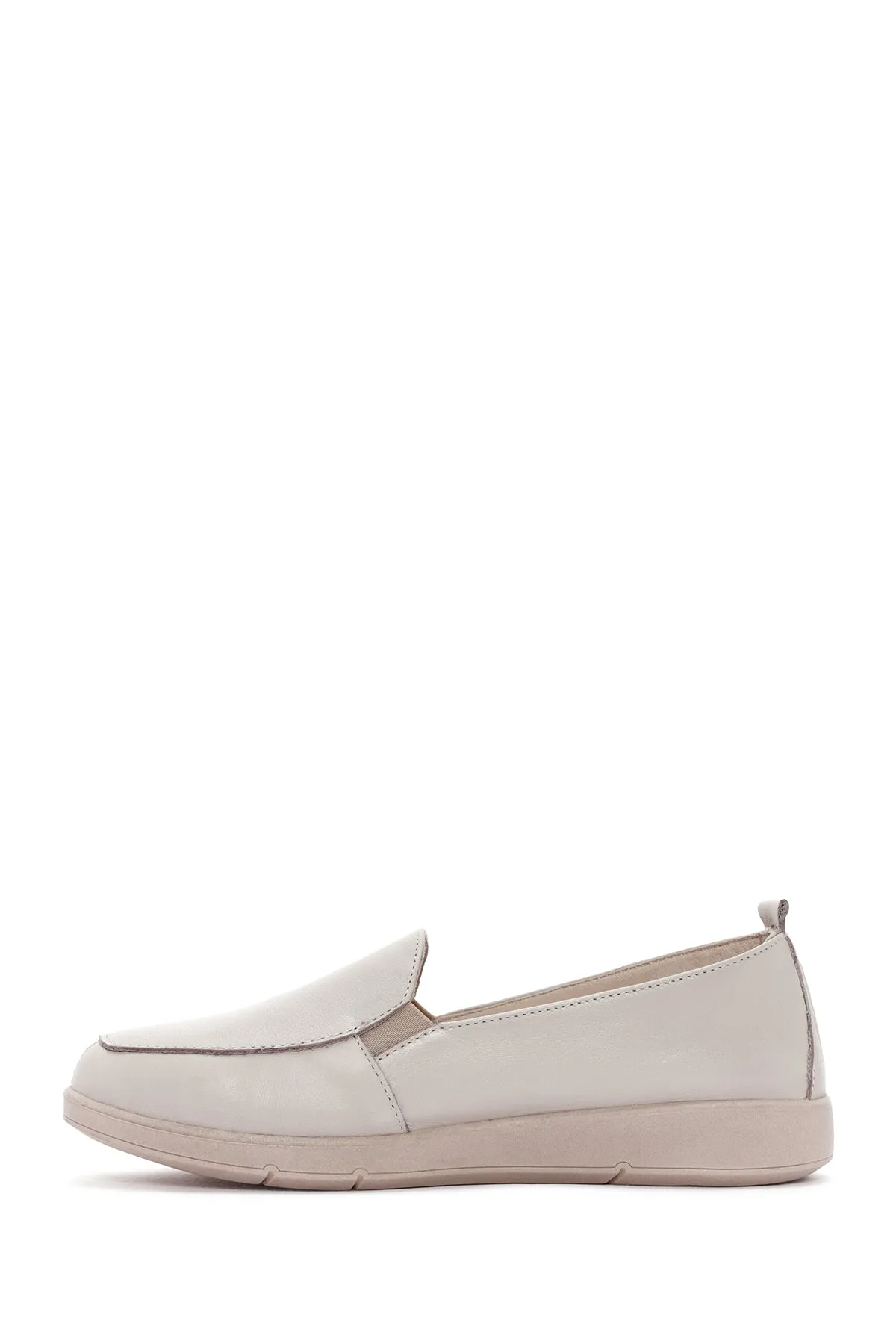 Kadın Krem Deri Comfort Loafer