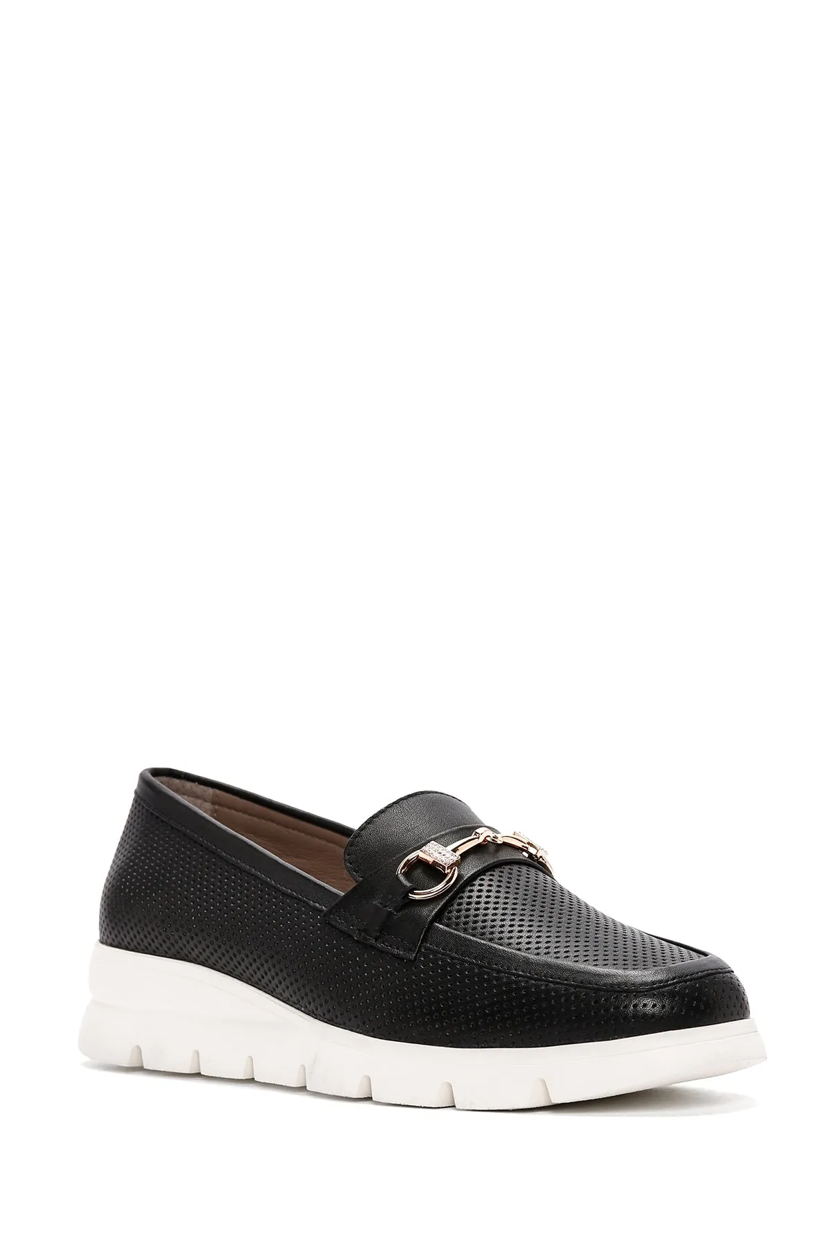 Kadın Siyah Deri Comfort Loafer