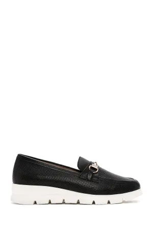 Kadın Siyah Deri Comfort Loafer