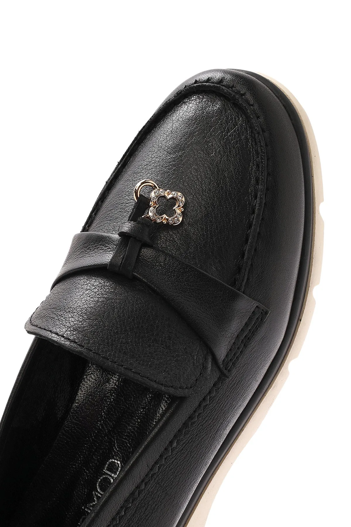 Kadın Siyah Deri Comfort Loafer