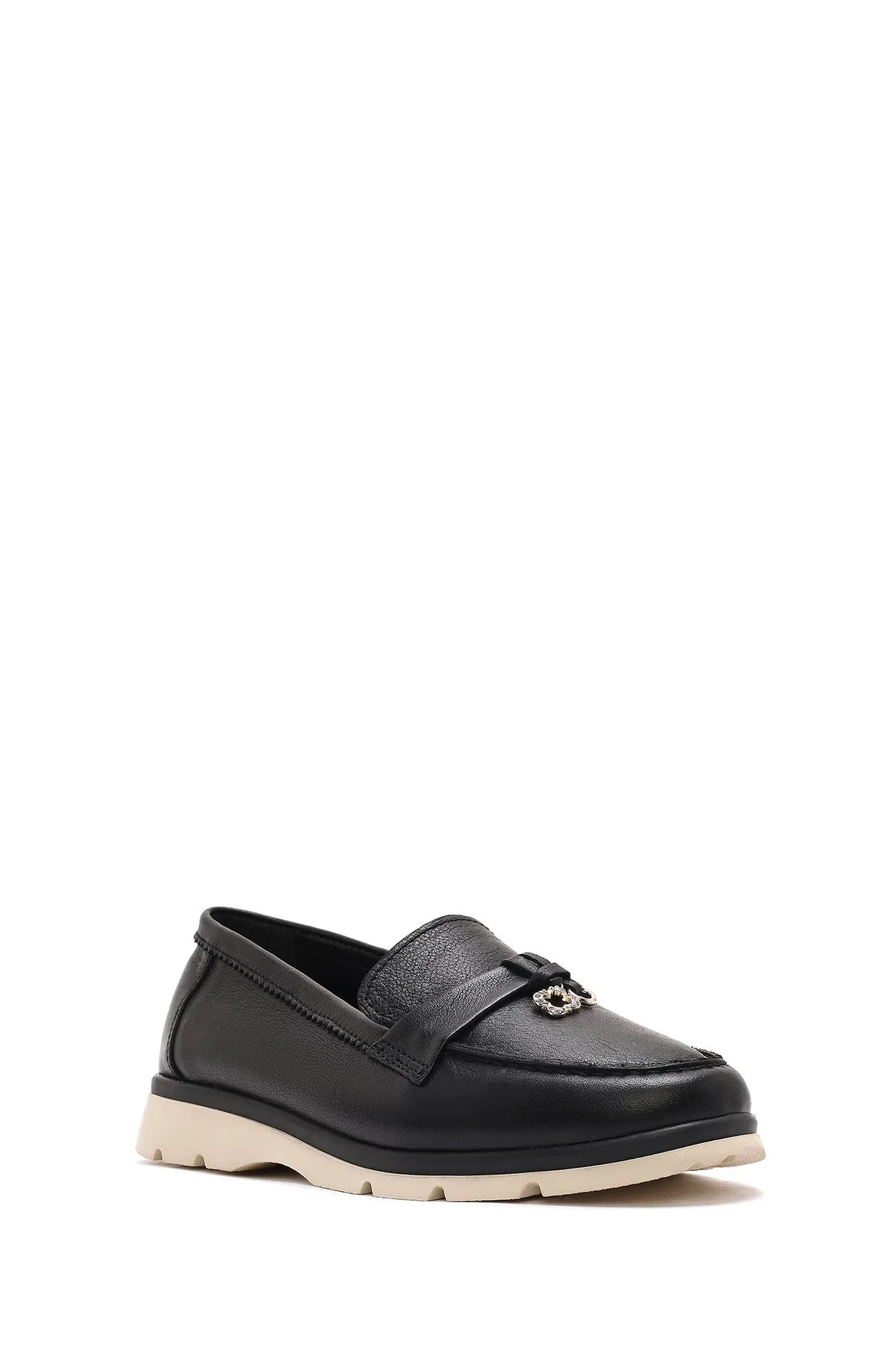 Kadın Siyah Deri Comfort Loafer