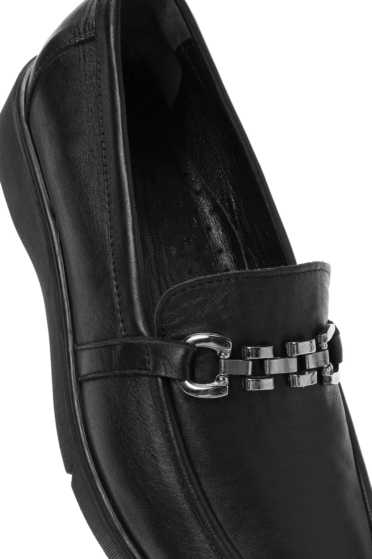 Kadın Siyah Deri Comfort Loafer