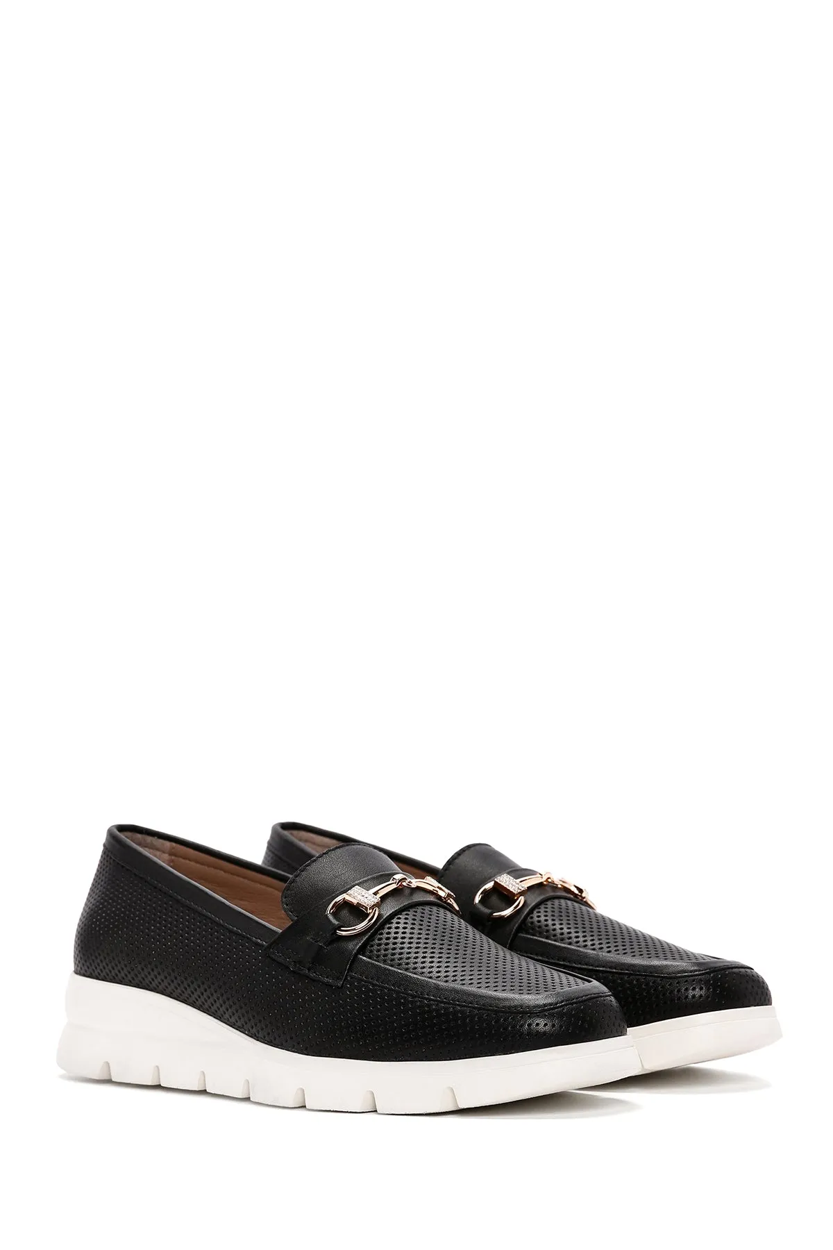 Kadın Siyah Deri Comfort Loafer