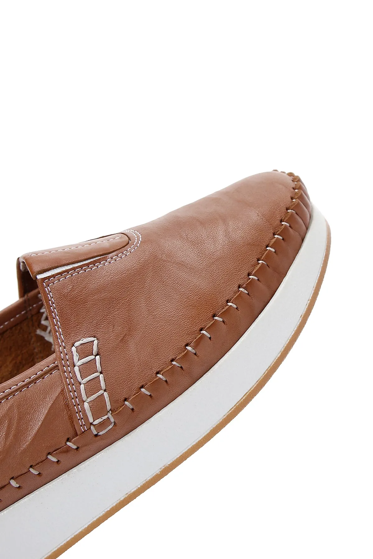 Kadın Taba Kalın Tabanlı Deri Comfort Loafer
