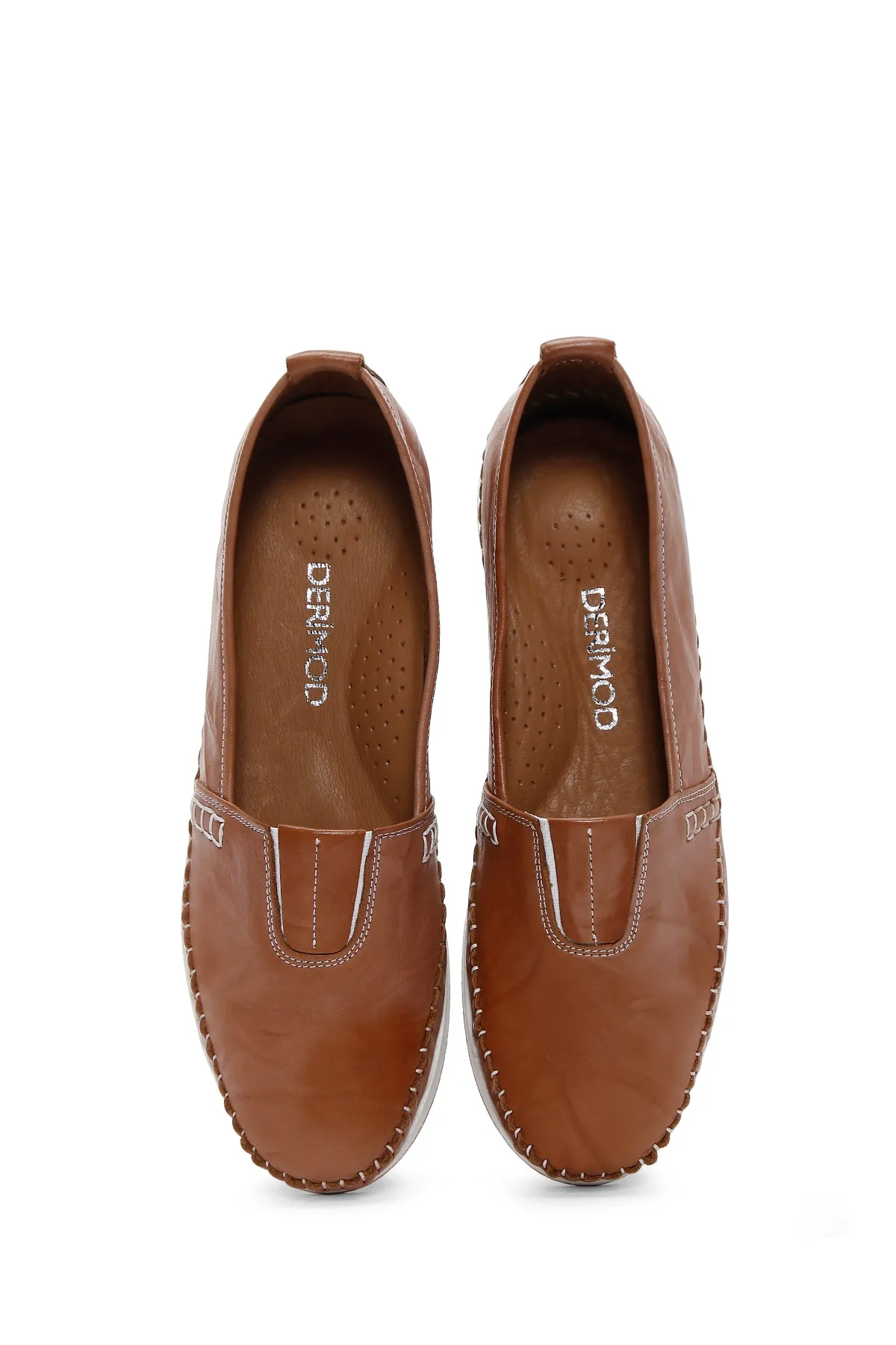 Kadın Taba Kalın Tabanlı Deri Comfort Loafer