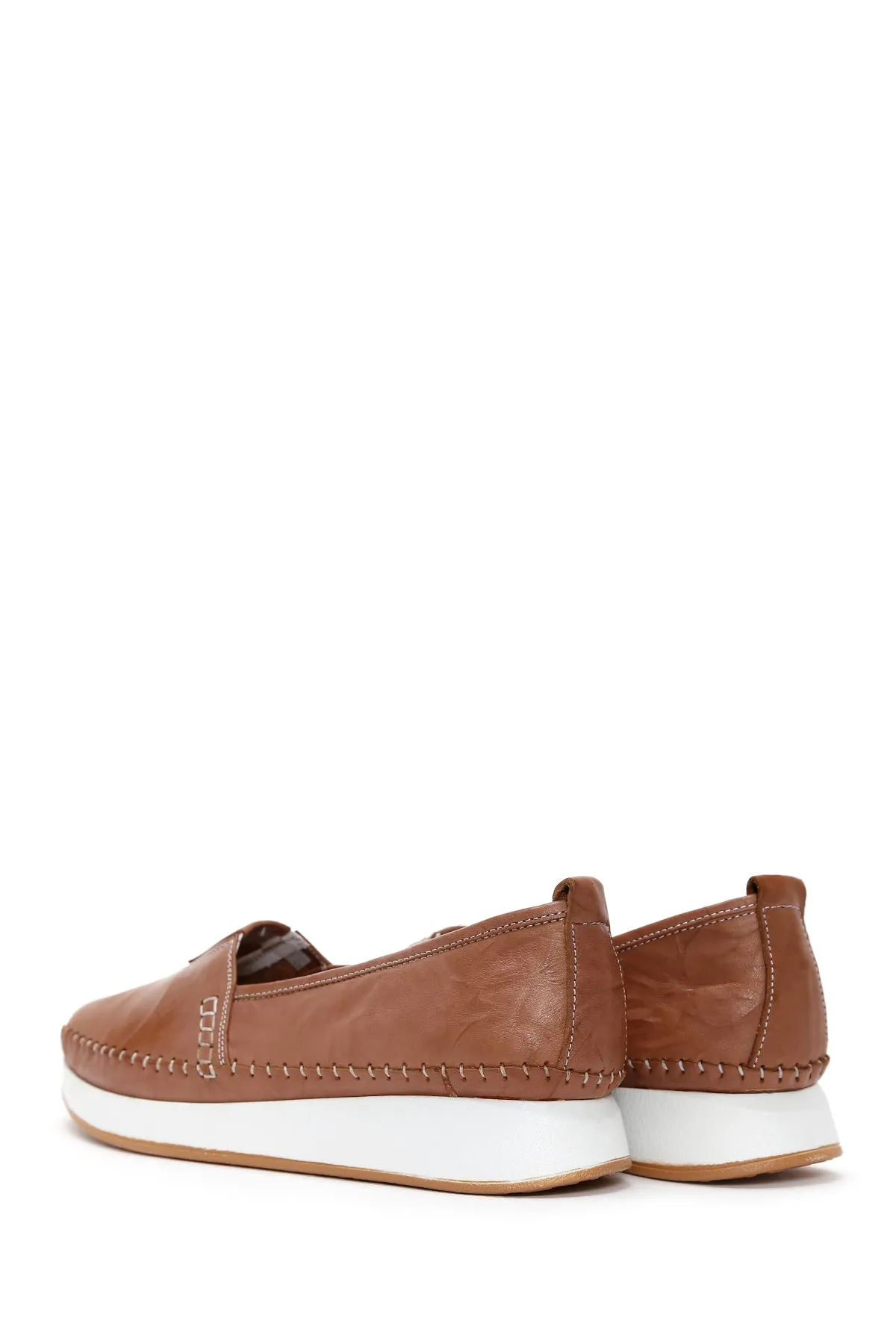 Kadın Taba Kalın Tabanlı Deri Comfort Loafer