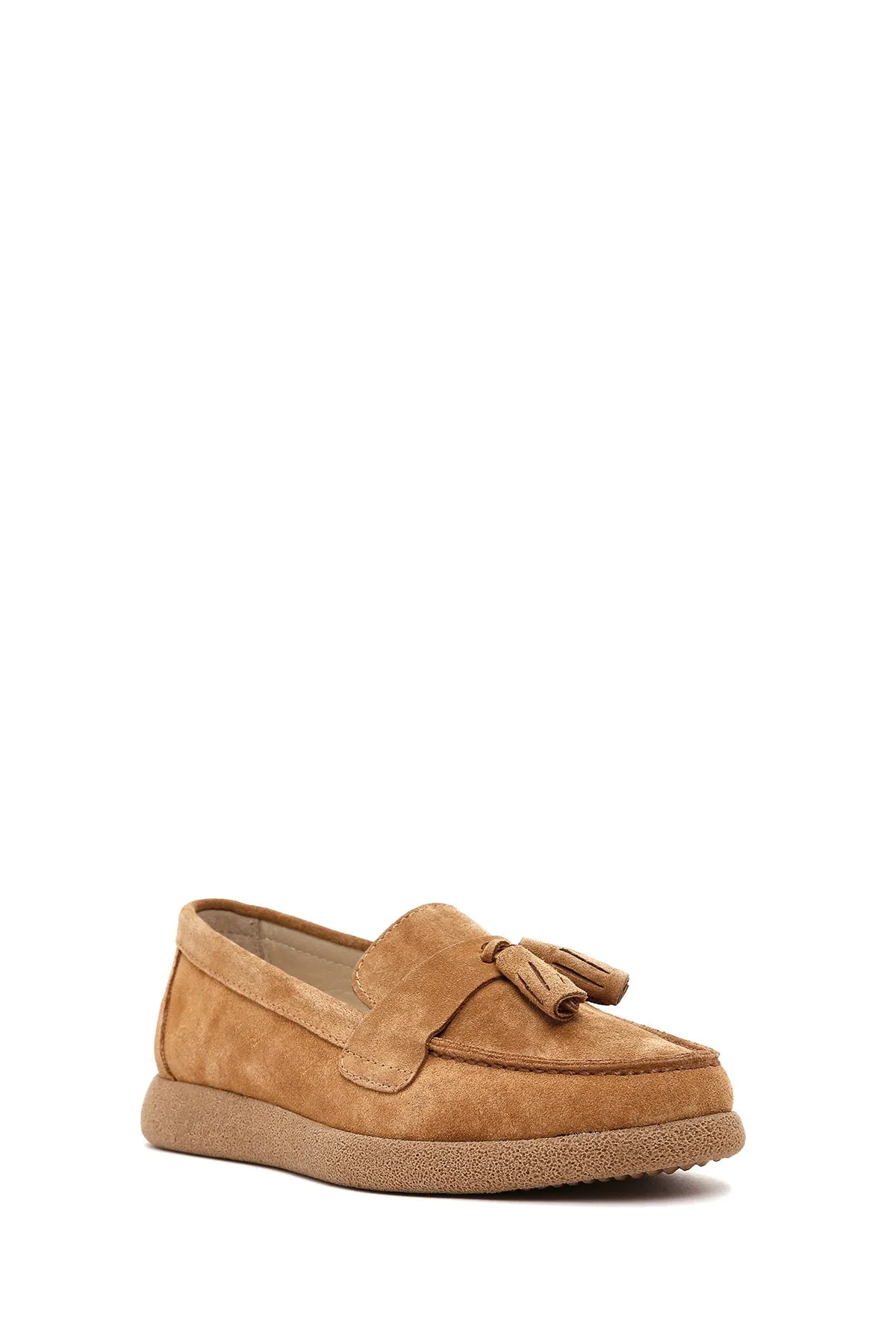 Kadın Taba Süet Deri Comfort Loafer