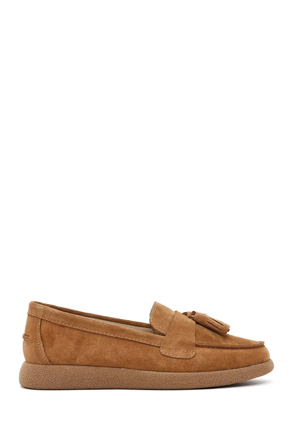 Kadın Taba Süet Deri Comfort Loafer